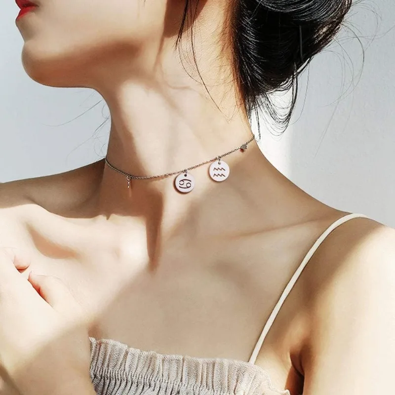 24 قطعة 304 الفولاذ المقاوم للصدأ 12 الأبراج زودياك تسجيل المعلقات سحر علم التنجيم ابراج سحر الخرز DIY بها بنفسك مجوهرات