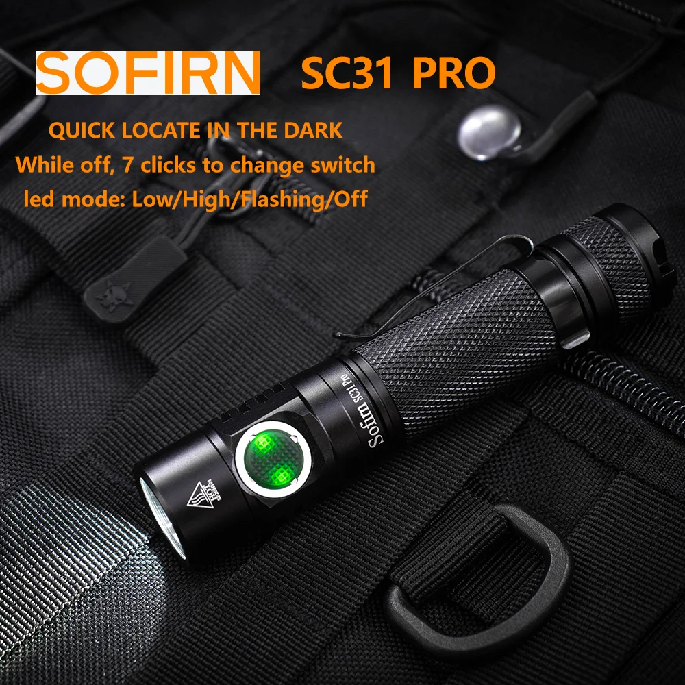 SOFIRN SC31 Pro SST40 2000lm LED Flashlight Rechargeable 18650 Flashlights USB C Powerful LED Torch Outdoor Lantern Anduril