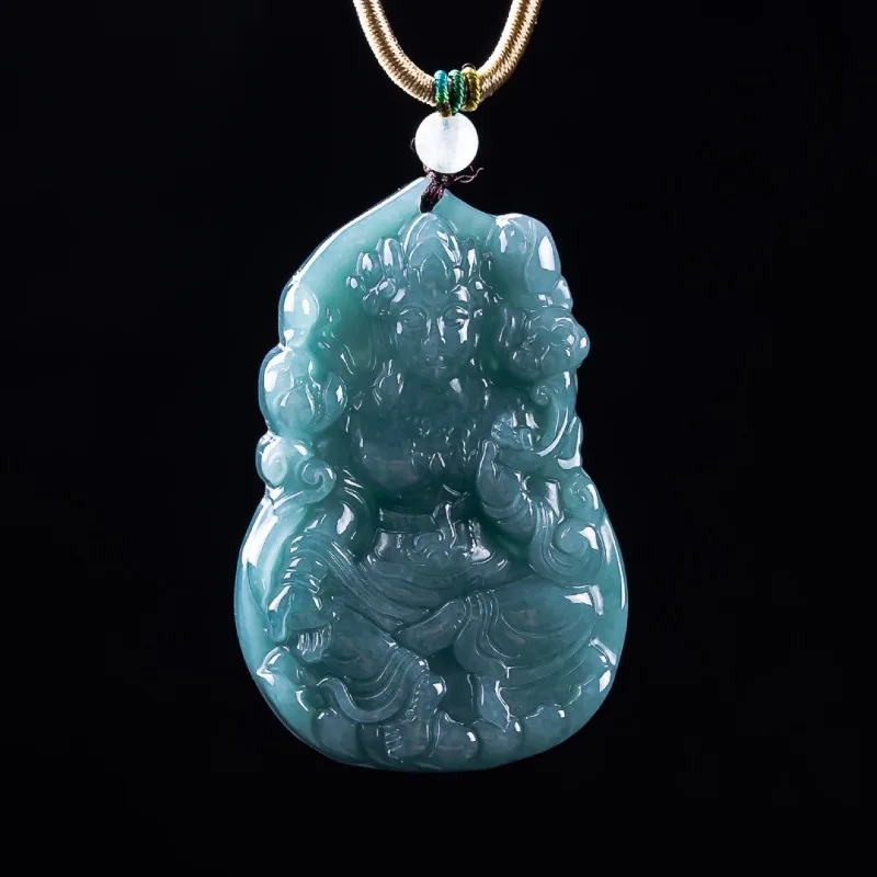 

Burmese A Emerald Jade Blue Water Tara Guanyin Pendant Amulets Natural Emerald Necklace Jewelry Gifts Certificate Sweater Chain
