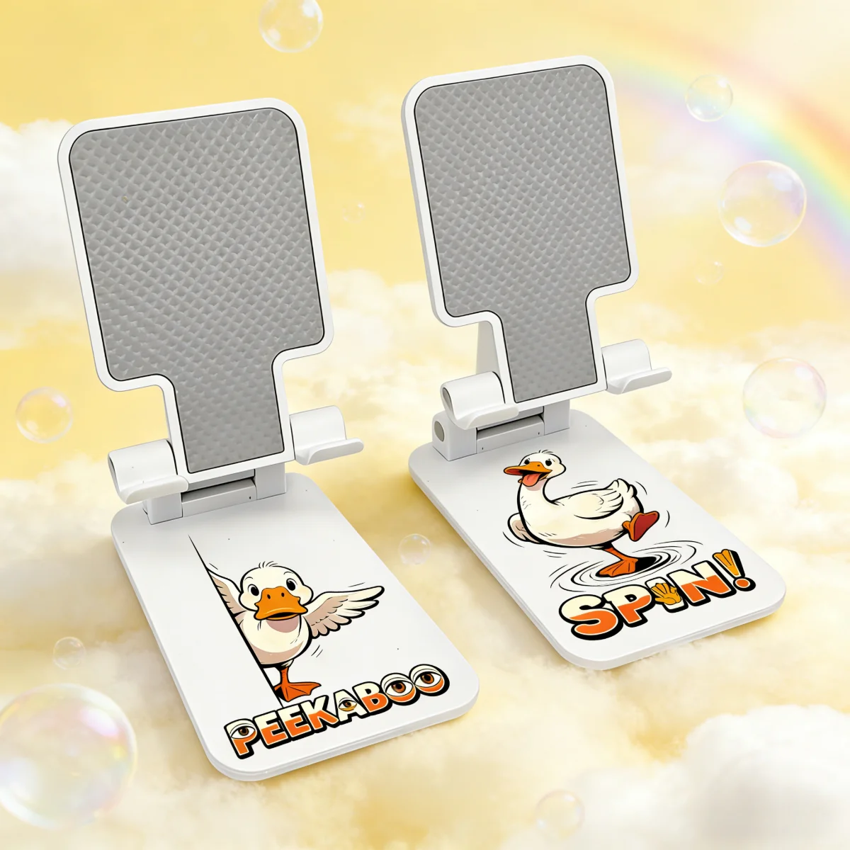 2PCS Funny duck-patterned folding and retractable phone stand, adjustable desktop stand