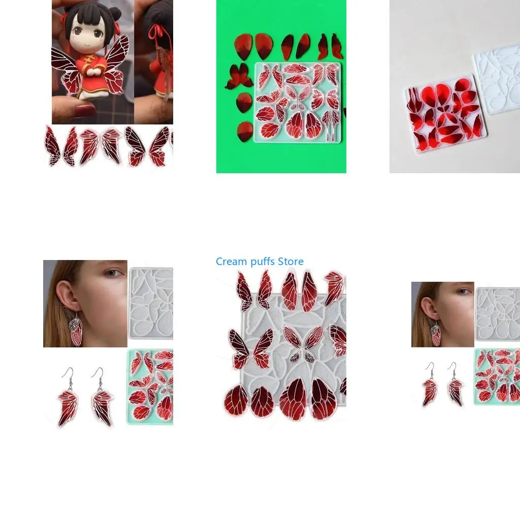 50LE Eye Catching Silicone Butterfly Wing Charm Mold for Handmade Art and Decorations