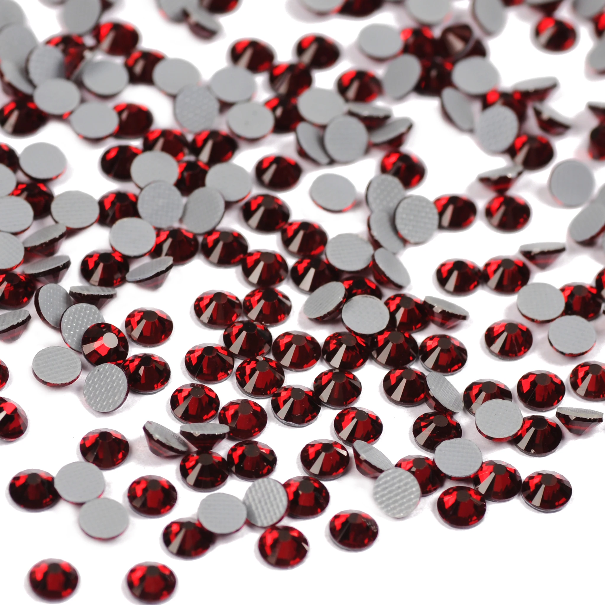 Glas-Kristallstein Strass zum Aufbügeln, Hotfix-Rhinestones, dunkles Siam, flache Rückseite, alle Größen, für Bastelarbeiten, Kleiderdesign für Bekleidung. – Detail 5