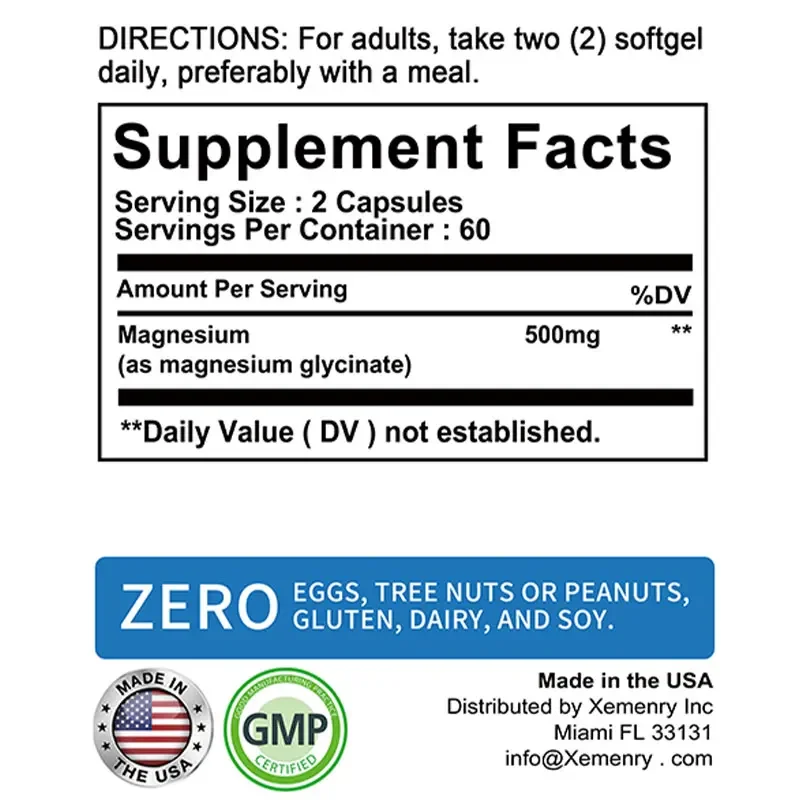 Magnesium Capsules - Muscle Recovery, Relaxation, Improves Mood, Support Heart, Brain and Nerve Function Health,Enhance Immunity