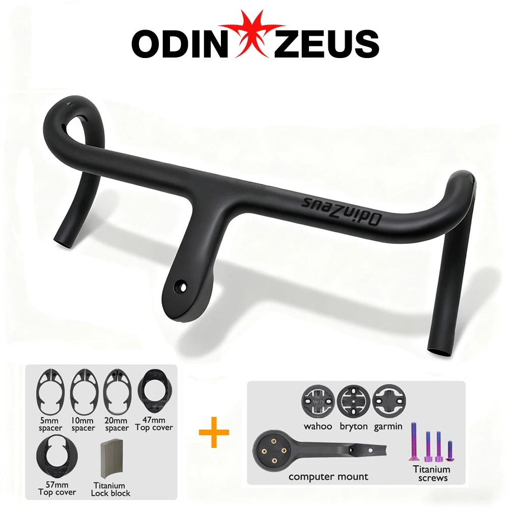 

Integrated Carbon Bike Road Handlebar 360-440mm Width, 28.6mm Clamp Lightweight Aero Design for Cycling, Internal Cable Routing