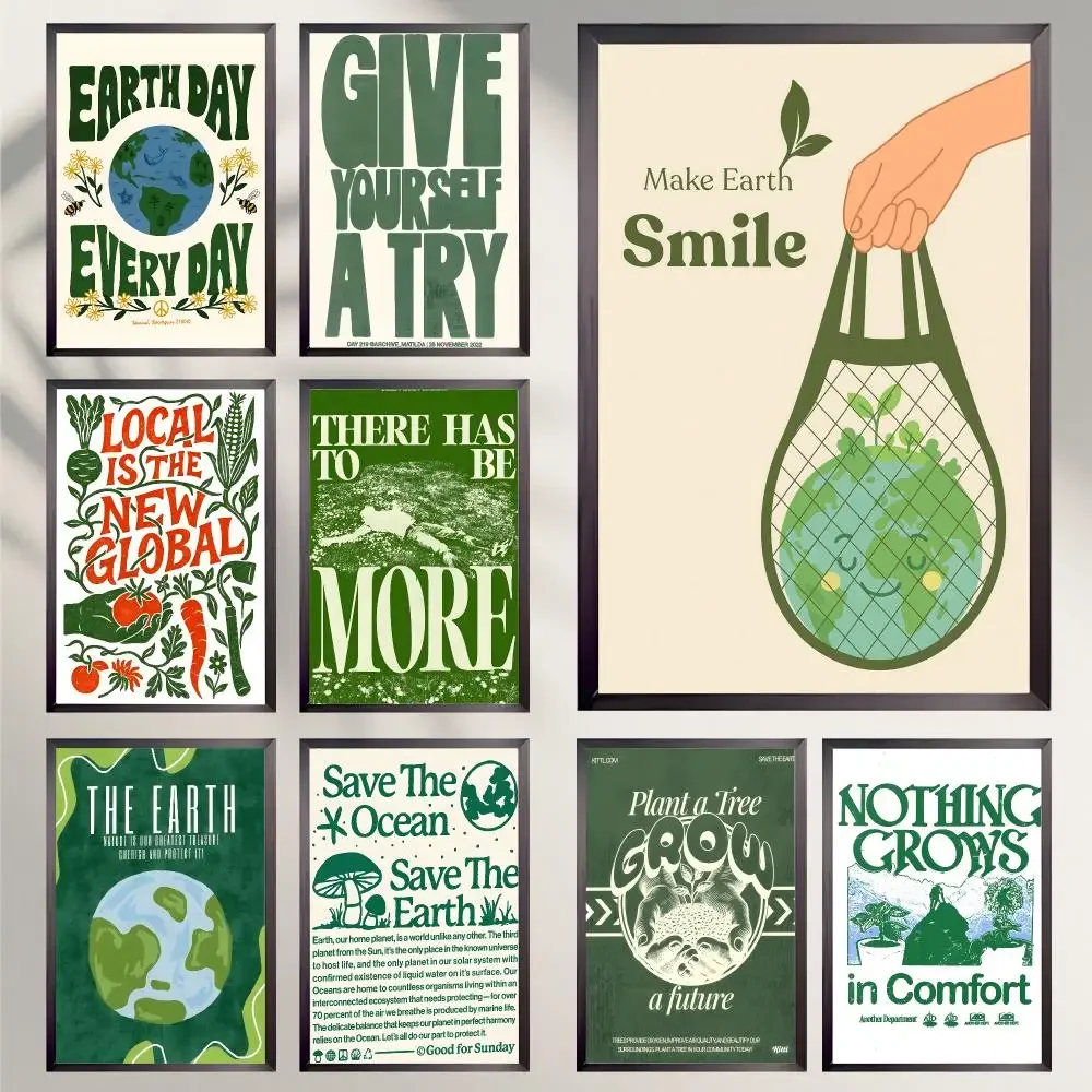 art Sustainable Green Aesthetics HD Self Adhesive Art Print Waterproof Wall Decor for Bedroom Living Room Decor Gift
