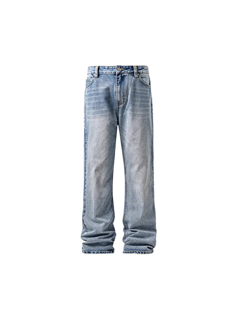 High Quality Vintage American Men's Jeans Streetwear Denim Pants Regular Straight Fit Jeans Men