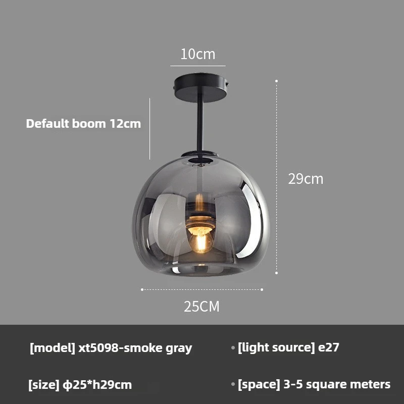 LED-plafondlamp Nordic cognac rookgrijs glazen plafondlamp moderne slaapkamer eetkamer gangpad decor creatieve binnenverlichting