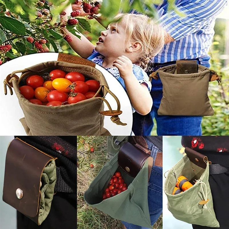 Pu Lederen Riem Kleine Tas Foeraging Tas Was Canvas Fruit Plukzak Voor Fruit Bessen Plukken Foerageertas