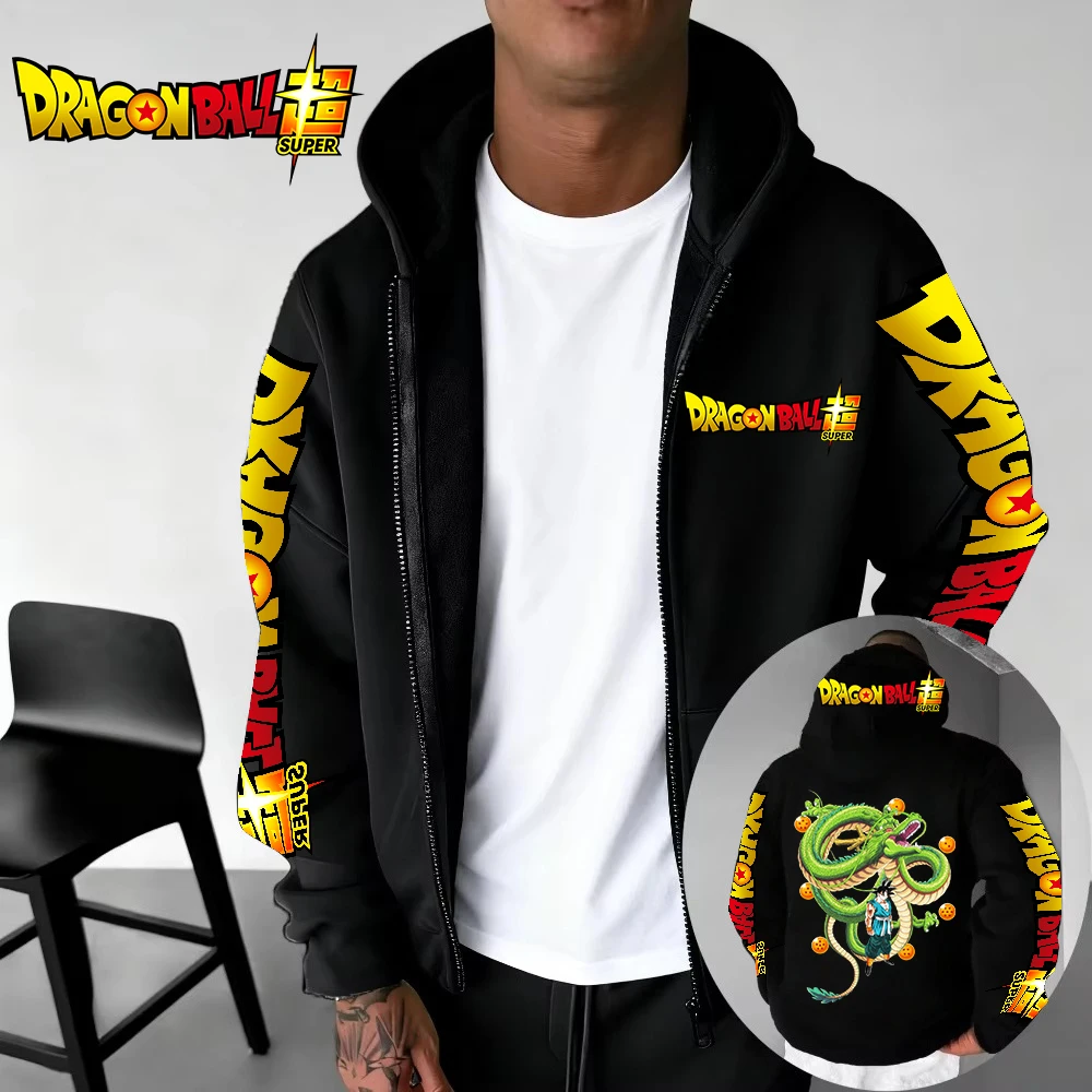 Dragon Ball Goku Herren-Kapuzenpullover mit Reißverschluss, Cartoon-Stil, japanischer Stil, Anime, 2025, neuer Bestseller, Frühling und Herbst, Paar-Reißverschluss-Hoodie