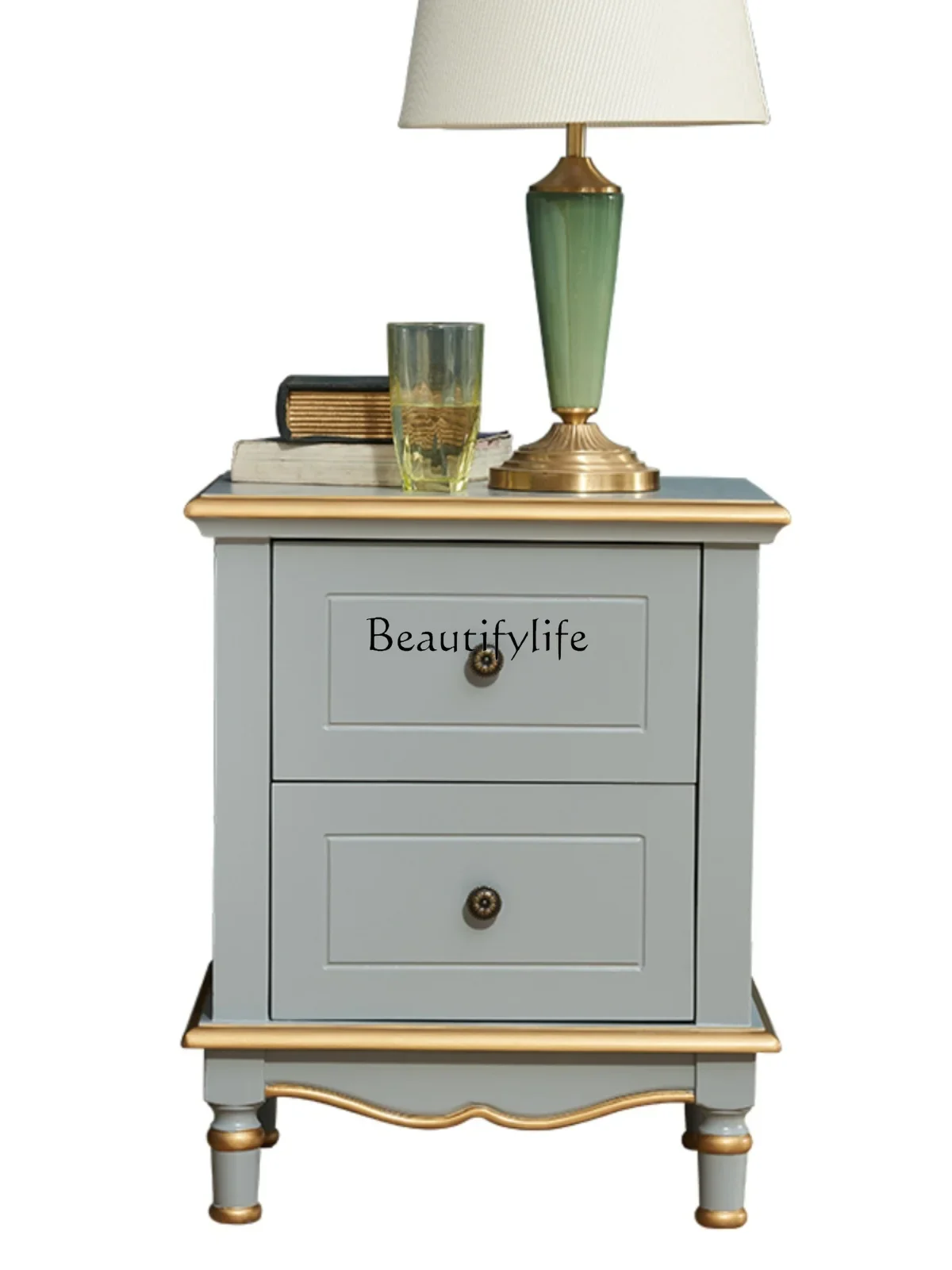 

Solid wood bedside table Bedroom European and American storage bedside table