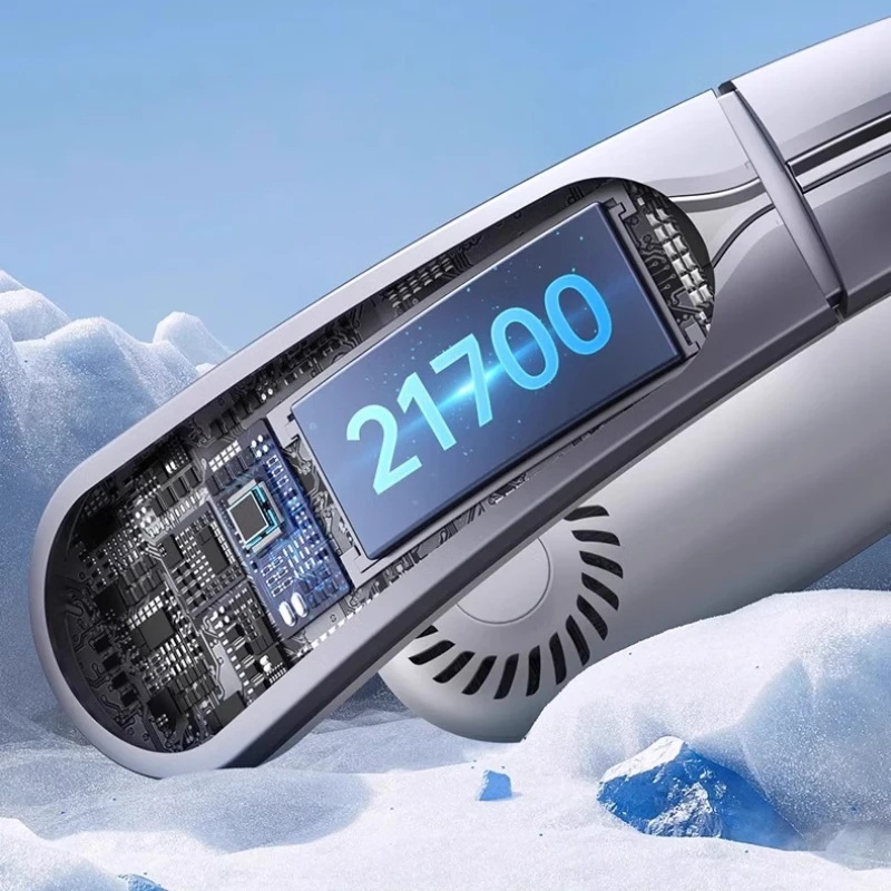 8コアアイスネックファン - 50dBサイレントウェアラブルAC、48時間ランタイム3秒の急速冷却技術、ジム/旅行用 無限速度調整