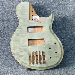 GB870  5 String Electric Bass Unfinished Jazz Bass Guitar Body Active Pickups in Solid Alder and Flamed Maple for DIY