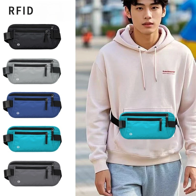 RFID Blocking Invisible Travel Money Belt Waterproof Crossbody Fanny Pack Close-Fitting Passport Phone Document Storage Pouch