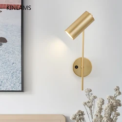 Lámpara de pared giratoria moderna, luz LED de fondo para sala de estar, dormitorio, mesita de noche, pasillo, lámpara de interruptor de poste largo