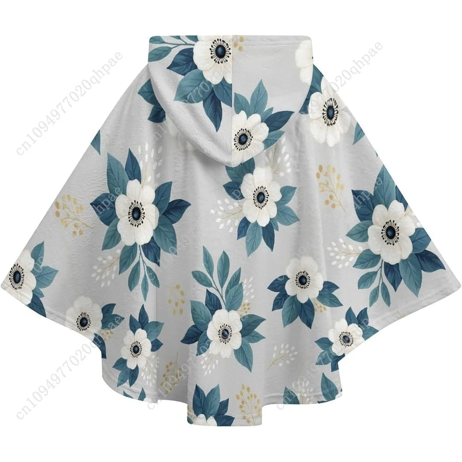 居心地の良いフランネルブランケットセーター、花柄の白い特大パーカー、子供とティーンエイジャー向けのポケット付き