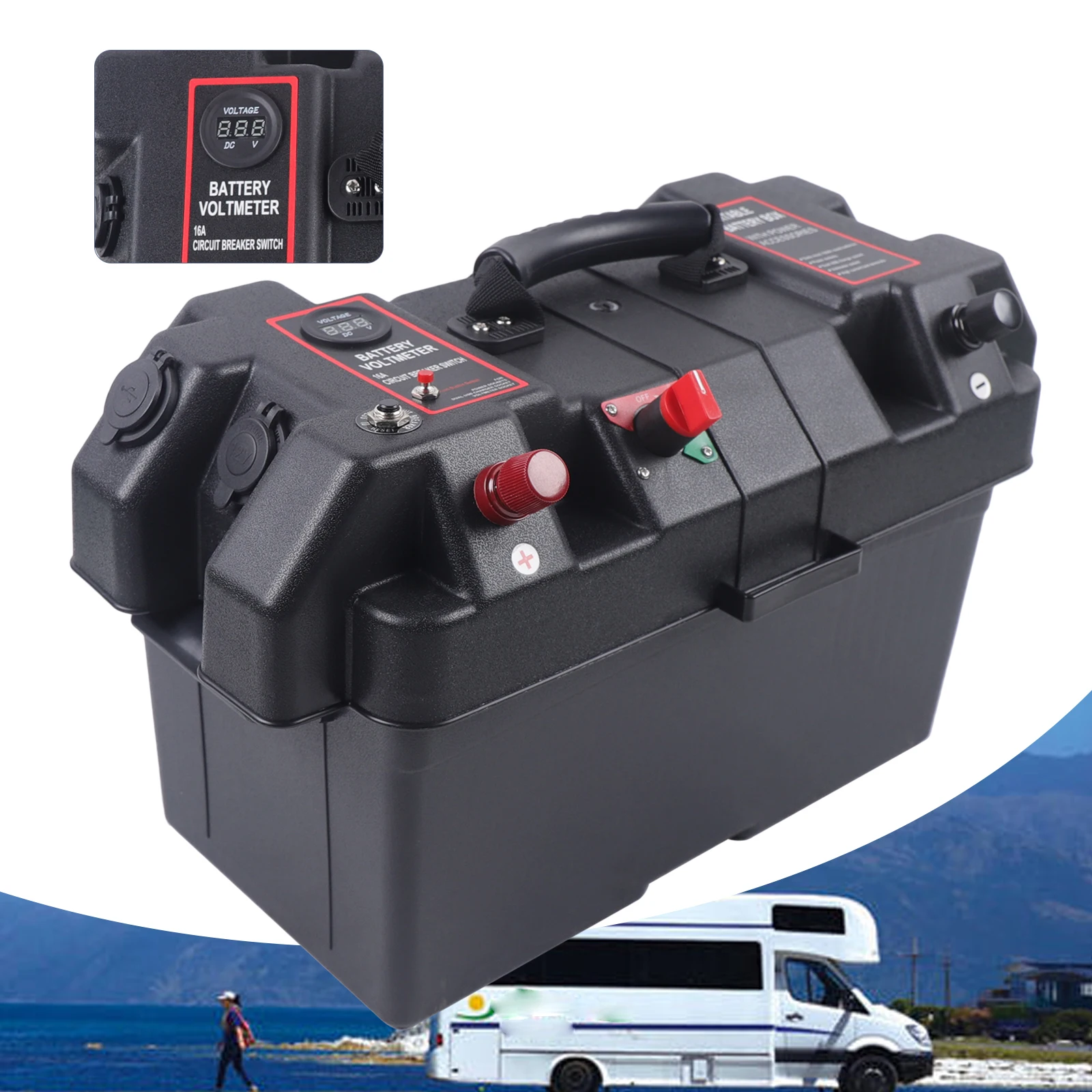 Multi Functional Battery Box Motor Smart Battery Box for Various Scenarios Such As Cars,Yachts,Campers,Emergency Power Supplies