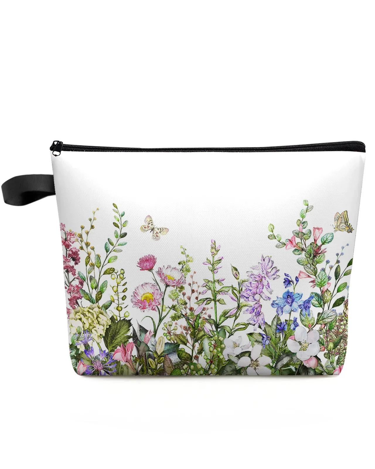 

Vintage Watercolor Flower Herb Plant Custom Travel Cosmetic Bag Portable Makeup Storage Pouch Women Waterproof Pencil Case