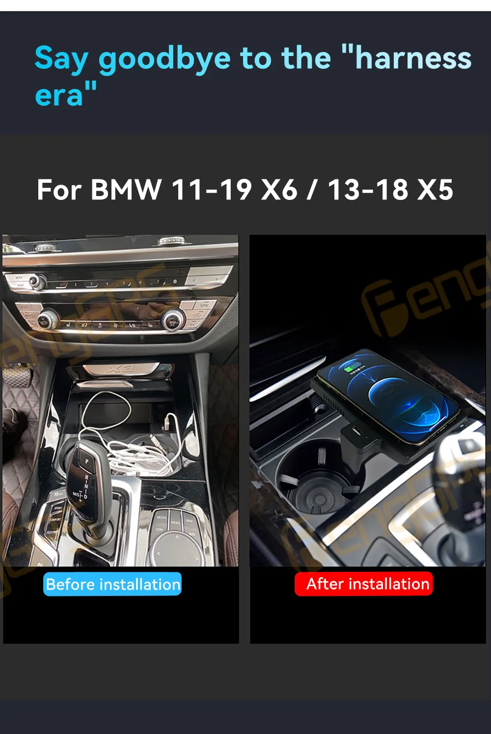 

For BMW X5 F15 X6 F16 2014 2015 2016 2017 2018 15W Car Wireless Charger Fast Phone Charger Charging Special Accessories SAMSUNG