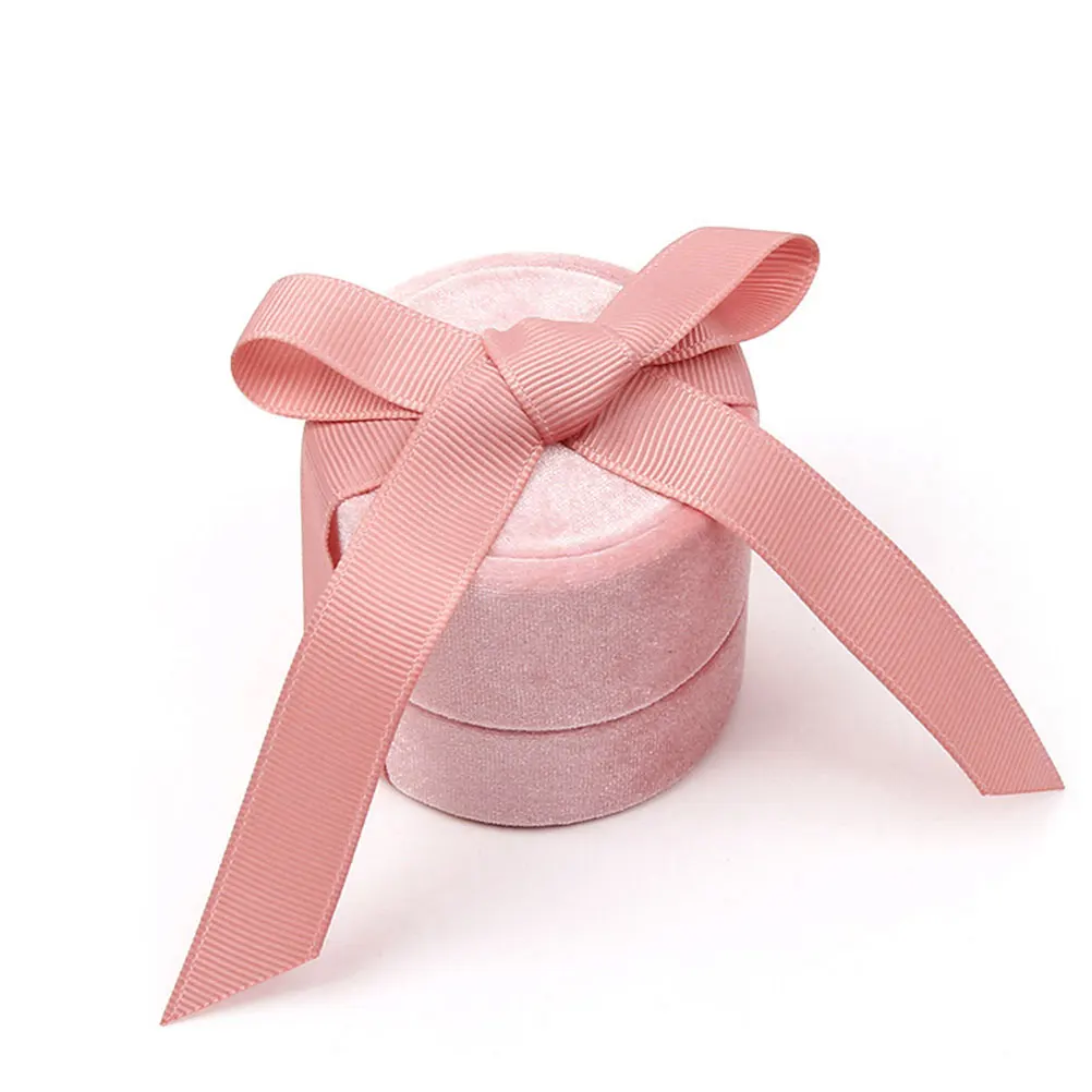 

Ribbon Ring Box Fashion Jewelry Storage Case Exquisite Gifts Wrapping Container for Wedding Proposal (Pink Size L)