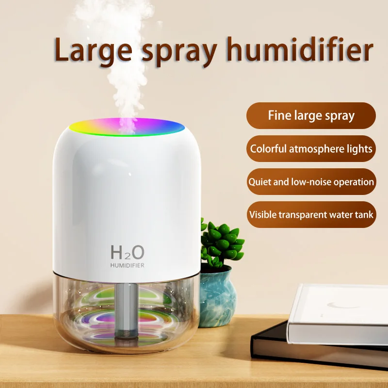 Mini Air Humidifier Household Quiet Moisturizing Bedroom Office Desktop Usb Small New Colorful Atmosphere Light Spray