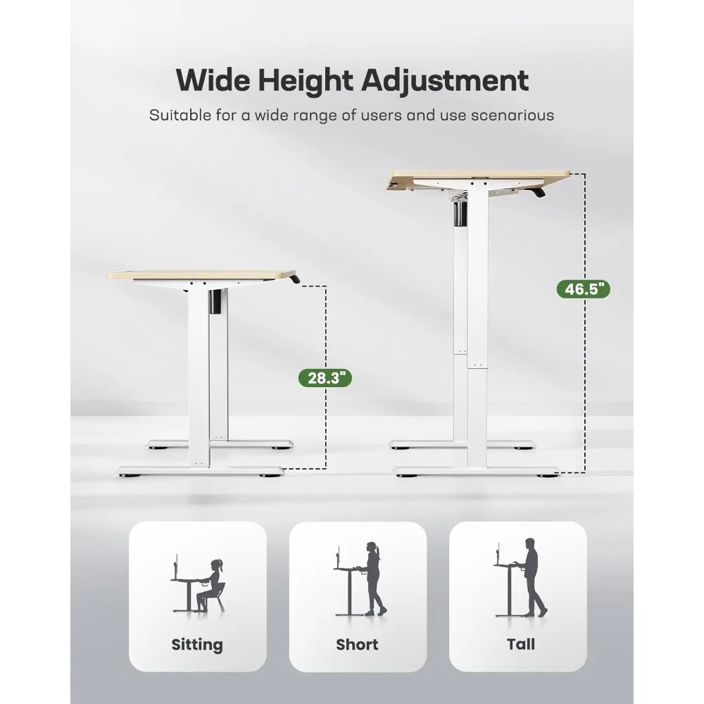 Bureau sur pied électrique réglable avec rappel sédentaire, 48x24 pouces, recommandé pour la maison