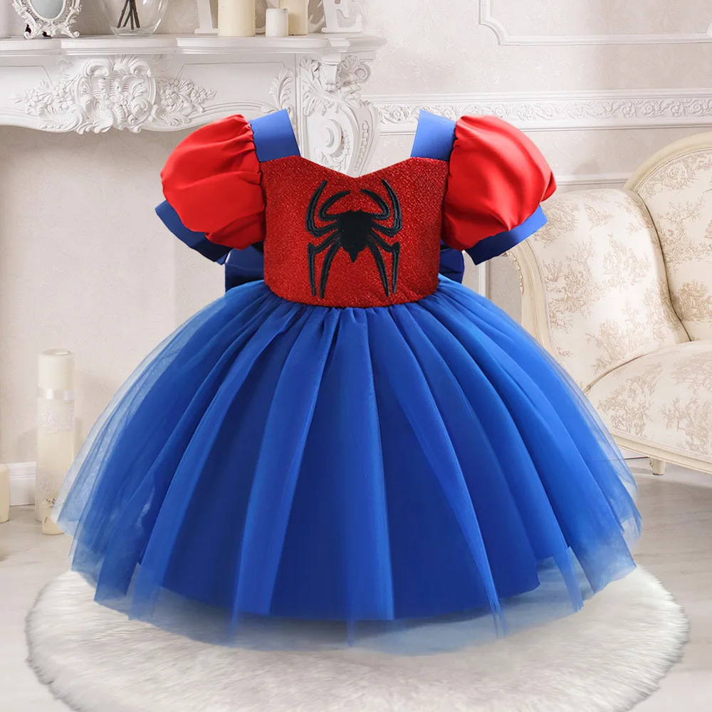 

Baby Girls Spider Print Party Dress Halloween Christmas Carnival Children Cosplay Masquerade Occasion Newborn Tulle Ball Gown