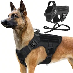 Tactical Harness and Leash Set For Large Dogs Training Vest Pet Military Harnesses Leash Outdoor German Shepherd Walking