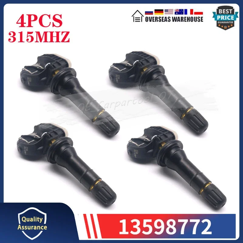 13598772 Sensor tekanan ban 4 buah untuk Buick Envision Cadillac Escalade Chevrolet Cruze Malibu GMC TPMS 315MHZ 13598771