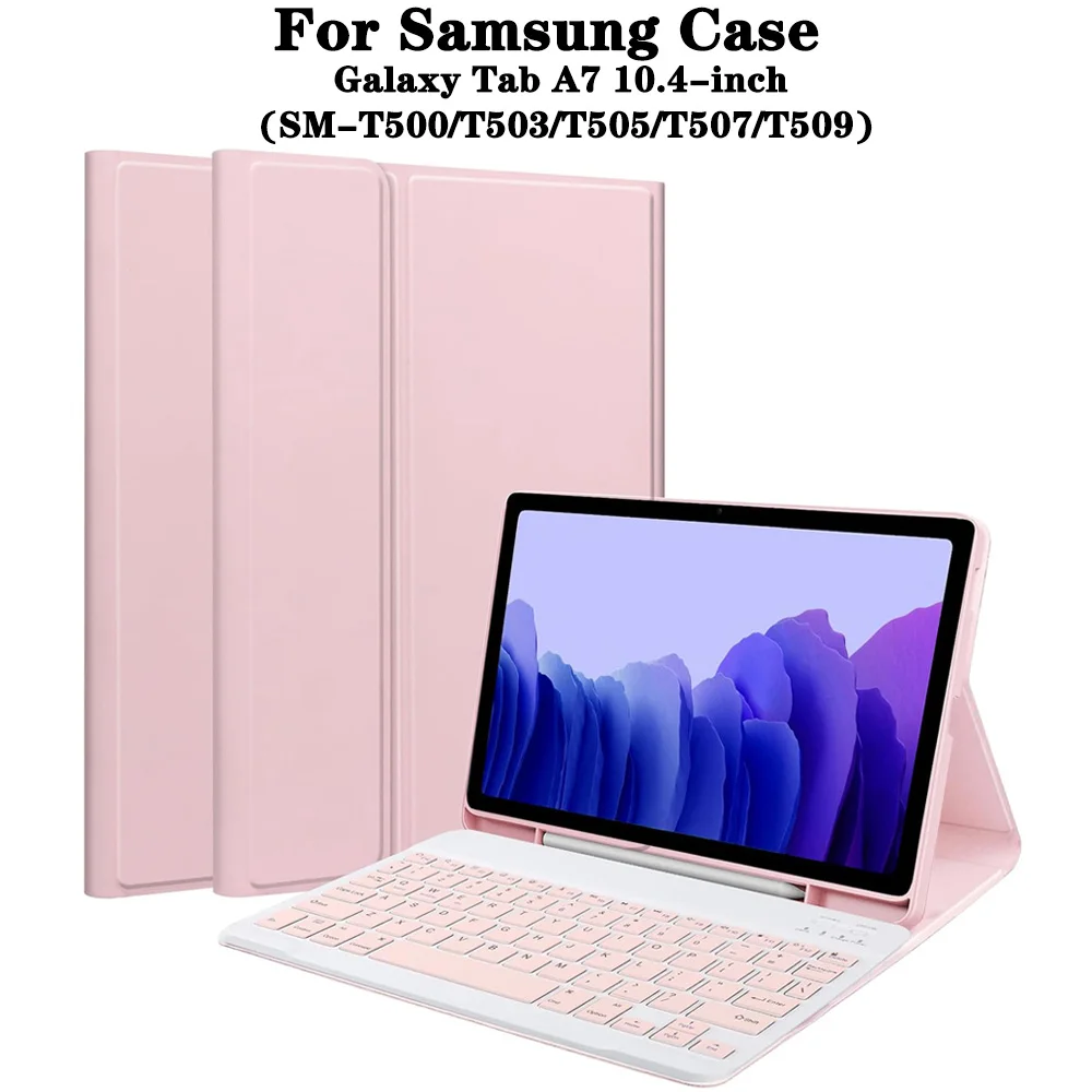 

Keyboard Case for Samsung Galaxy Tab A7 10.4 lnch, For Tab A7 Protective Cover with Pencil Holder, Detachable Bluetooth Keyboard