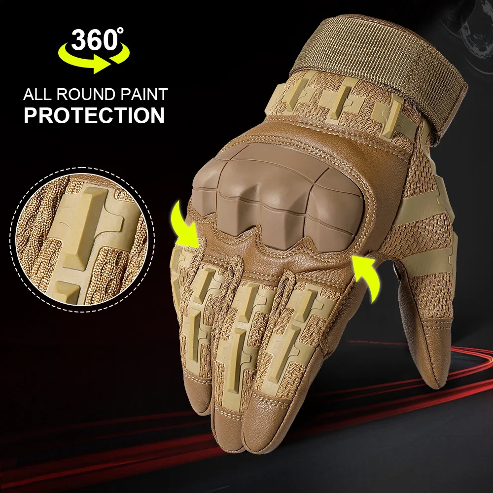 Men\'s Touch Screen PU Leather Gloves Military Tactical Gloves Outdoor Sports Shooting Hunting Airsoft Cycling Full Finger Gloves