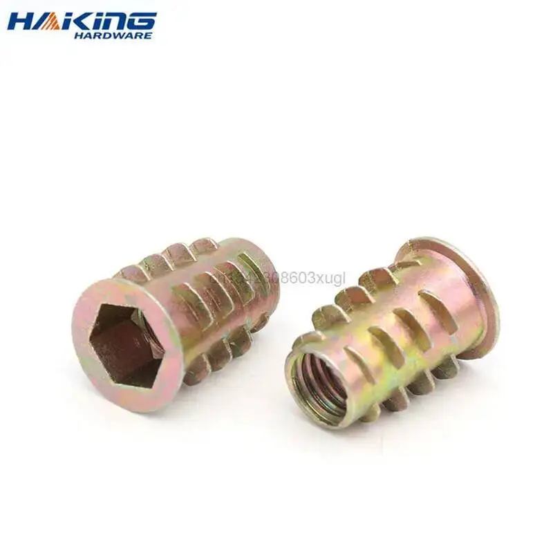 10/20/50Pcs M4 M5 M6 M8 M10 Zinc Alloy Thread For Wood Insert Nut Flanged Hex Drive Head Furniture Nuts