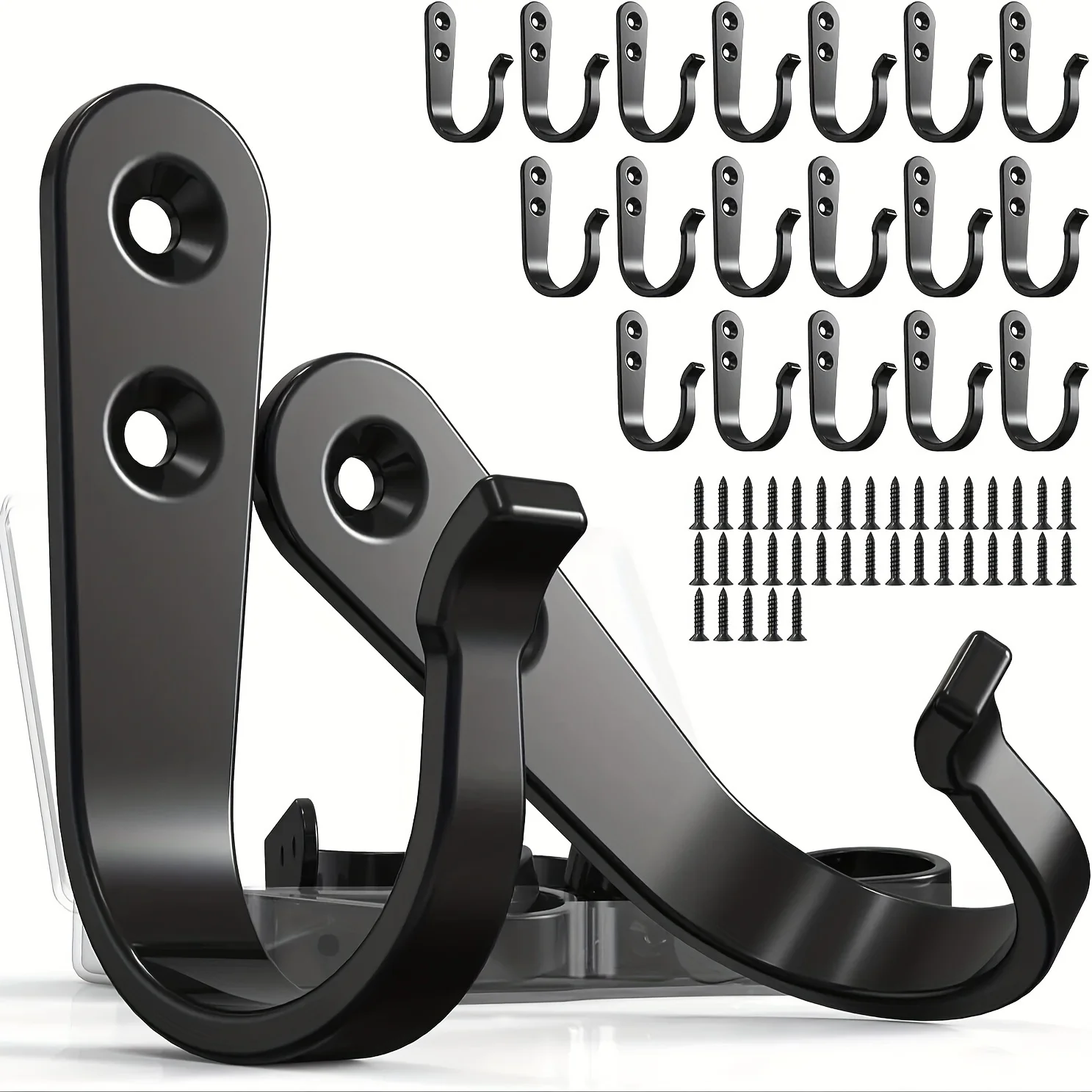 24pcs（8 Hooks 16 Screws) Heavy-Duty Iron Coat Hooks,Anti-Rust Wall Mounted for Home Office Industrial，Multiple Styles Available