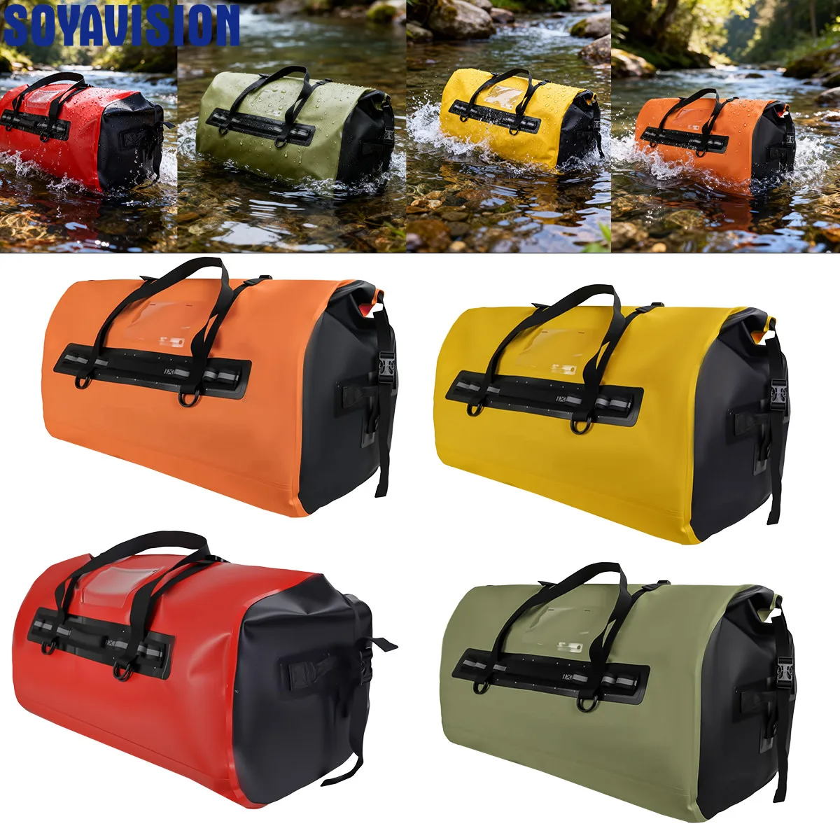 150L Duffle Bag Outdoor Dry Saddle Luggage Storage Water Sports Handle Packing Beach Rafting Motorcycle Travel Camping Bags