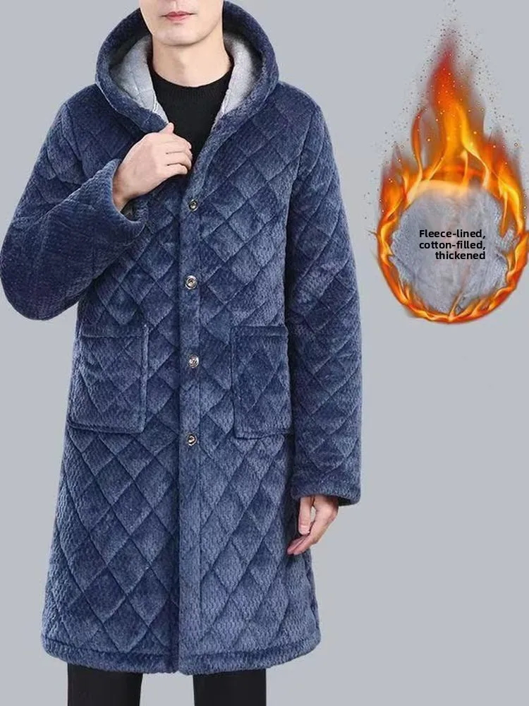 

Мужская зимняя утепленная куртка с флисовой подкладкой, теплая хлопковая куртка с капюшоном средней длины, рабочая одежда, устойчивая к грязи и холоду, верхняя одежда