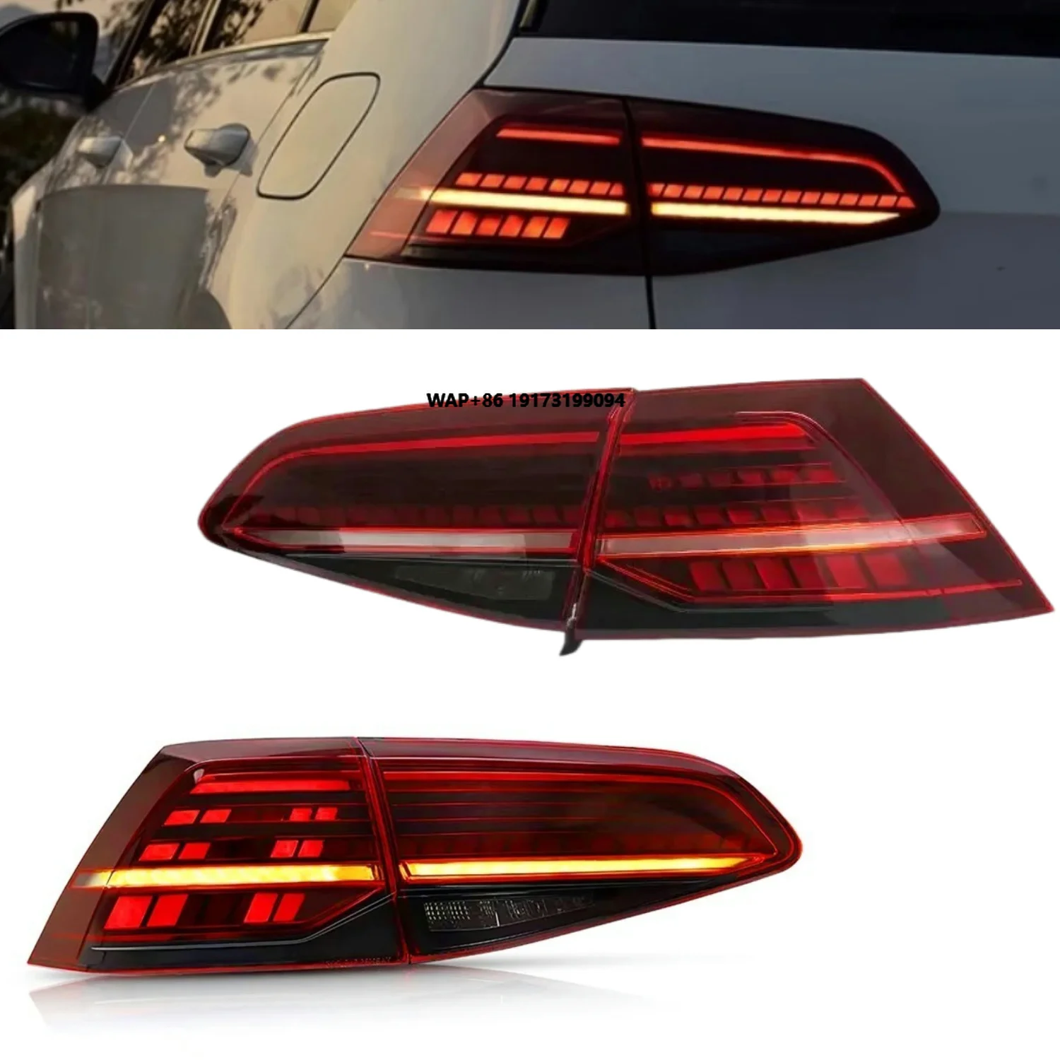 

Задние светодиодные фонари для Golf 7 Mk7 (2016+) с улучшенной анимацией запуска, указателями поворота и дневными ходовыми огнями для VW