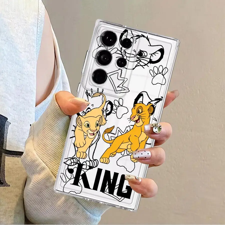 Custodia per telefono per Samsung Galaxy S23 Ultra S25 Edge S22 FE Nota 20 Ultra 10 S24 S20 Plus S21 Cover trasparente Disney Il Re Leone