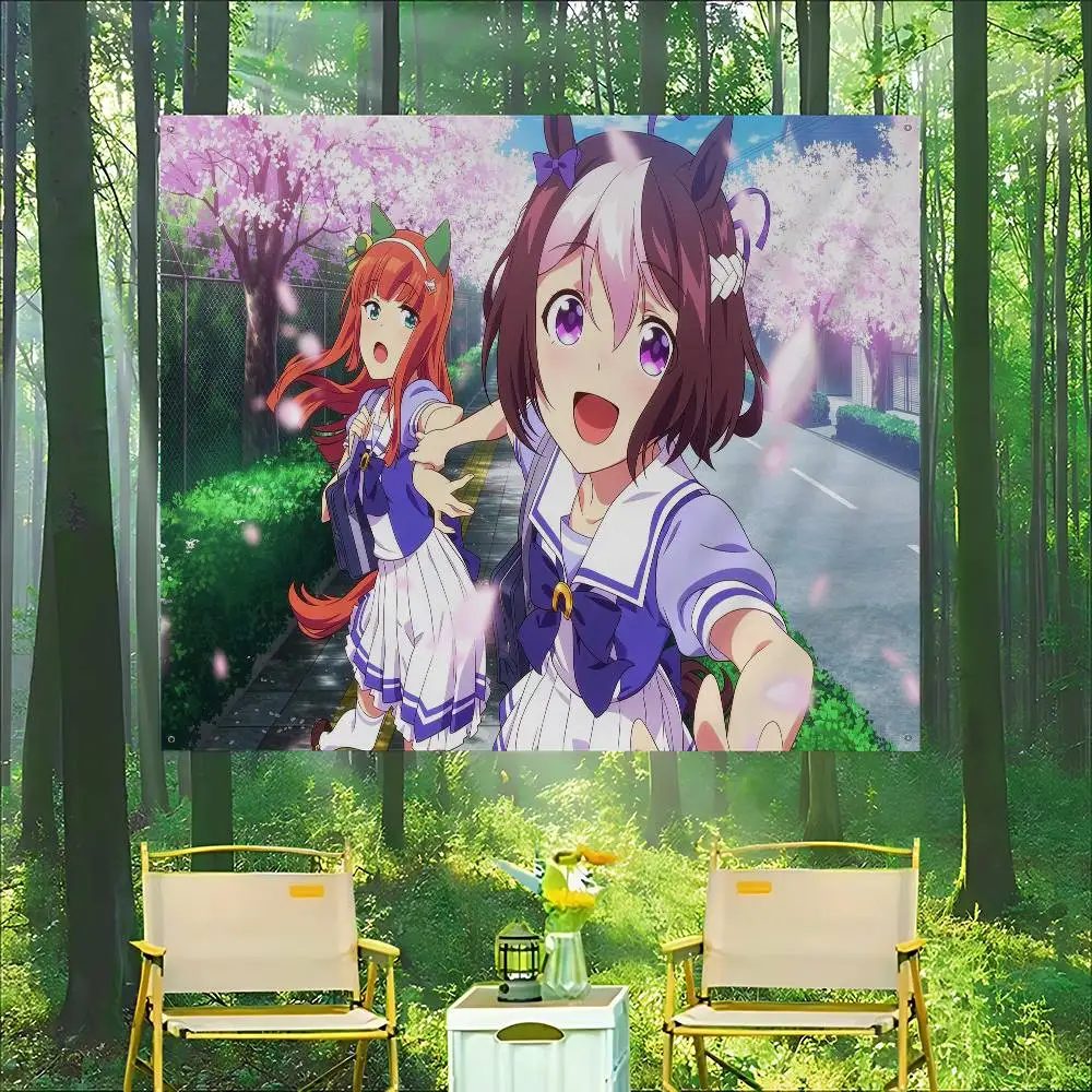 Uma Musume Pretty Derby Creative Pattern Hanging Flag Polyester Printed Banner Hand Pulled Flag