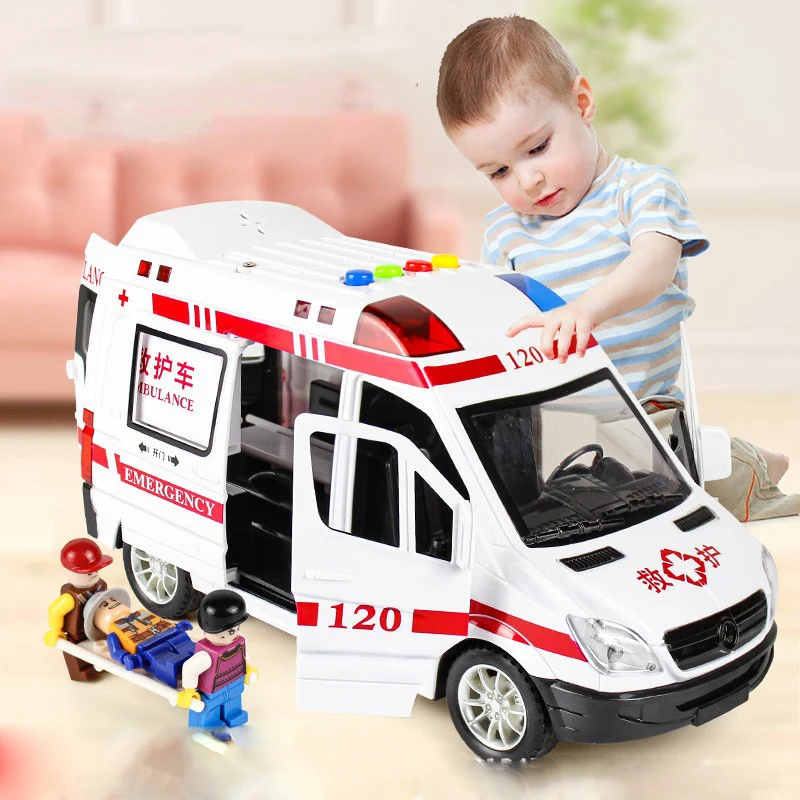 

1:32 simulation ambulance model alloy pull back sound and light die-casting car toy police special car children's toy gift