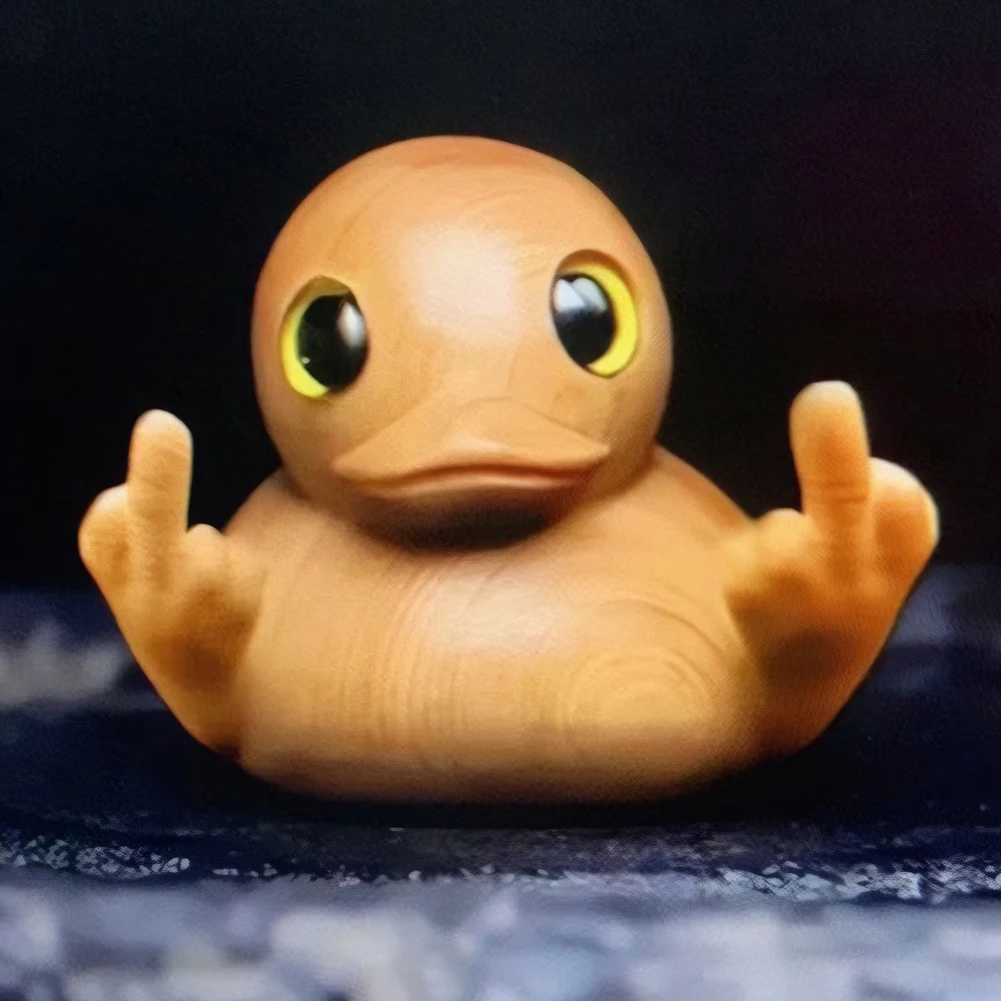 Wooden Mini Duck Statue Multifunctional Middle Finger Duck Ornament Mid-Finger Duck Decorative Model Garden Decoration