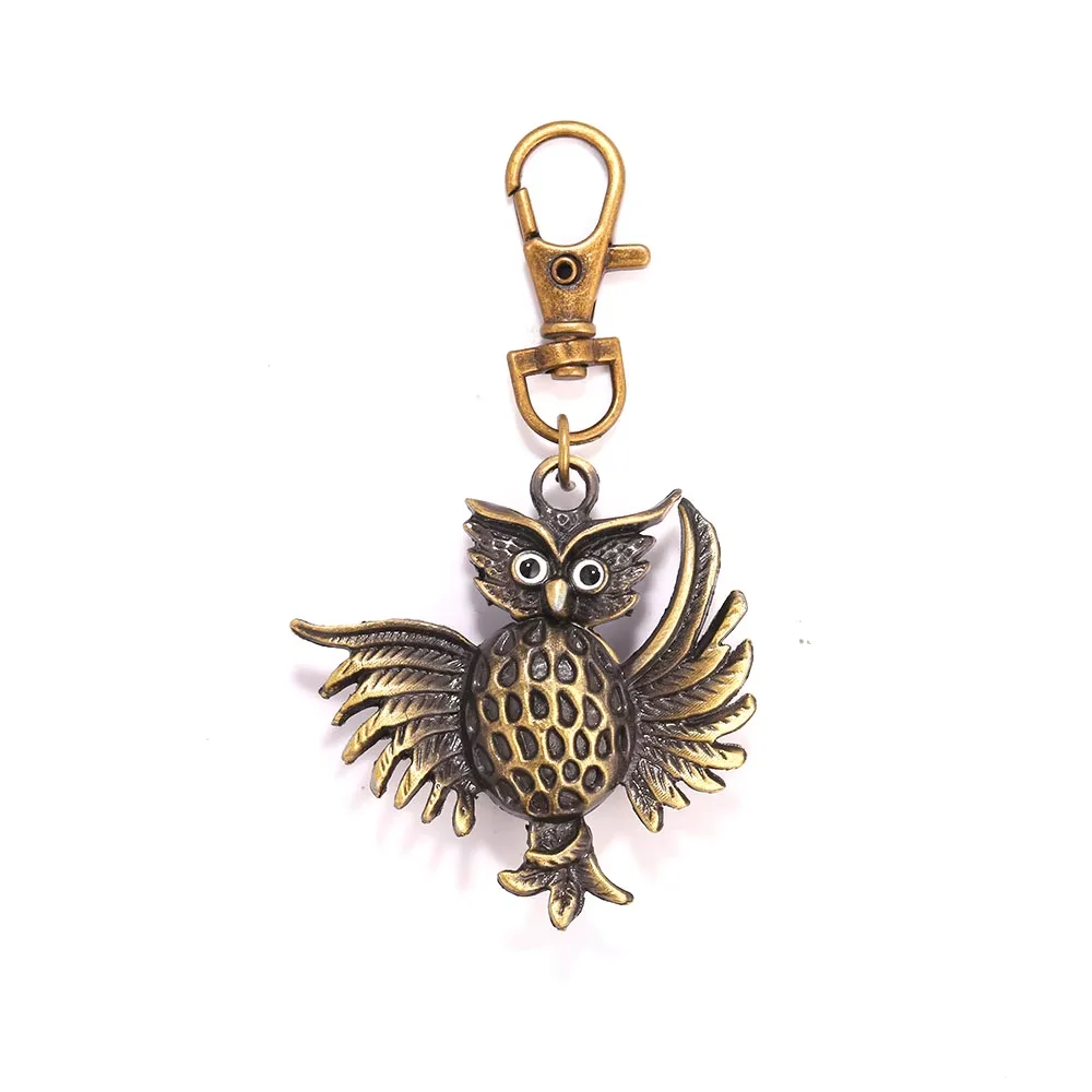 Small bronze fried owl Roman scale pocket watch personality creative retro gift quartz pocket watch with necklace