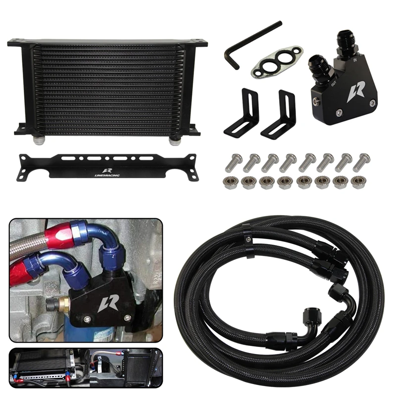 AN10 Oil Cooler 19/22/25 Row w/ Bracket Kit Engine For Corvette Camaro GM Chevrolet C5 C6 LS1 LS2 1997-2019 LS3 4.8L Black