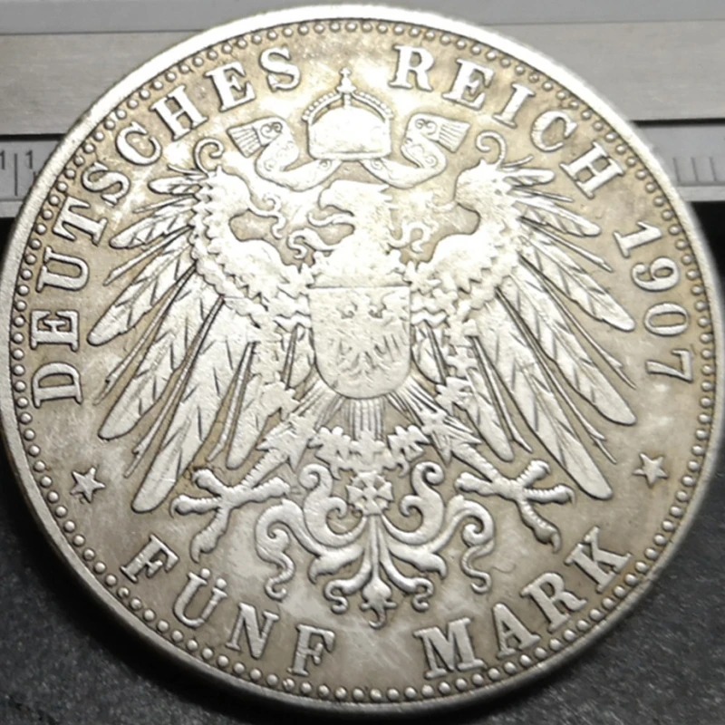 1907-G Grand-duchy of Baden 5 Mark-Friedrich I Silver Plated Copy Rare coin