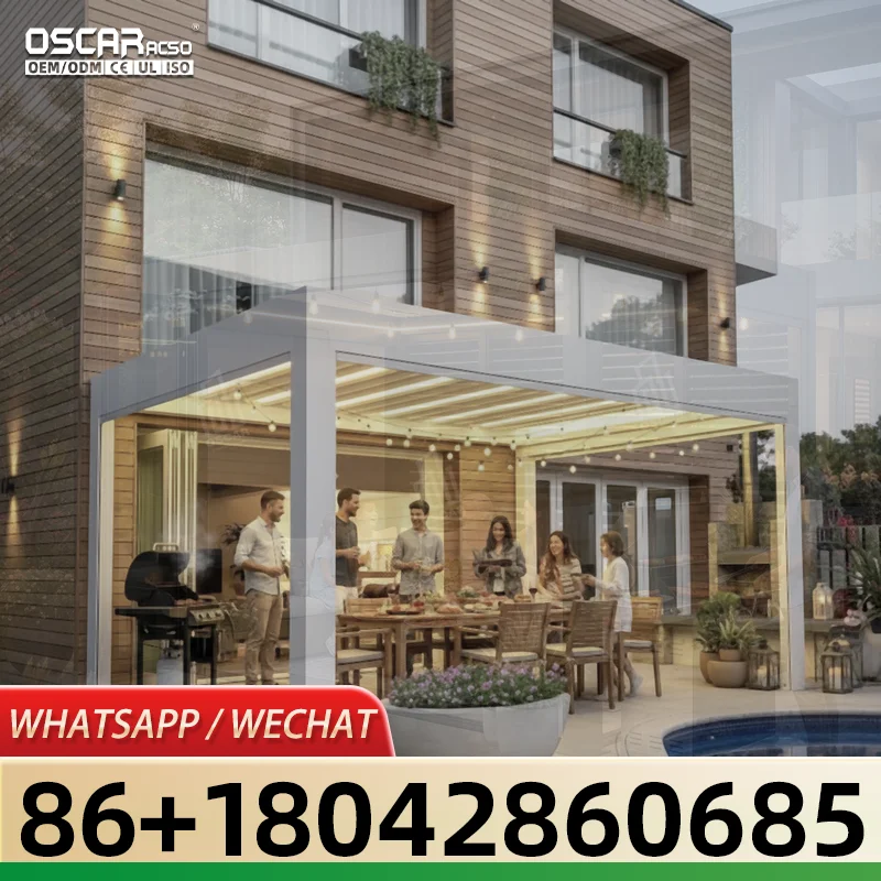 Modern Bioclimatic Waterproof Louvre Roof Outdoor Aluminum Electric Pergola Gazebo for Garden Patio Balcony pergola