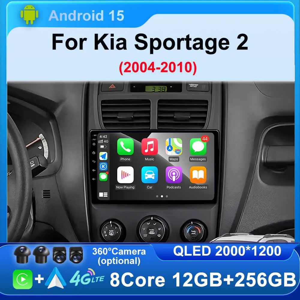 

Android 15 Car Multimedia Radio for Kia Sportage 2 2004 2005 2006 2007-2010 Video Player Stereo wireless Carplay Navigation GPS