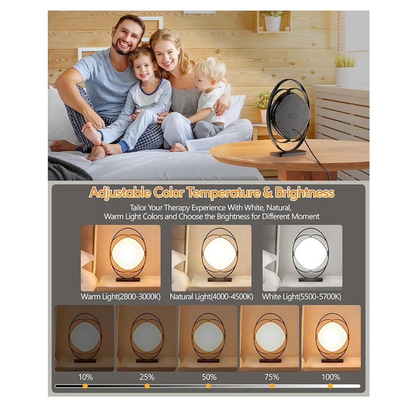 

ABHB-Light Therapy Lamp,10000 Lux UV-Free Therapy Light With 3 Color Temperatures, 5 Adjustable Brightness