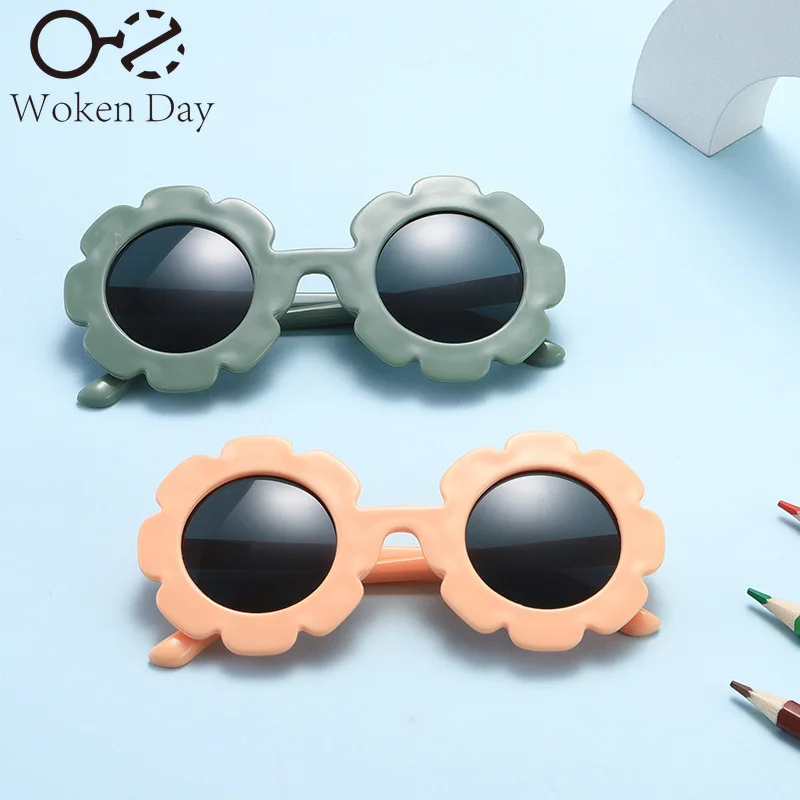 New Sun Flower Round Cute Kids Sunglasses UV400 for Boy Girls Toddler Lovely Baby Sun Glasses Children Oculos De Sol