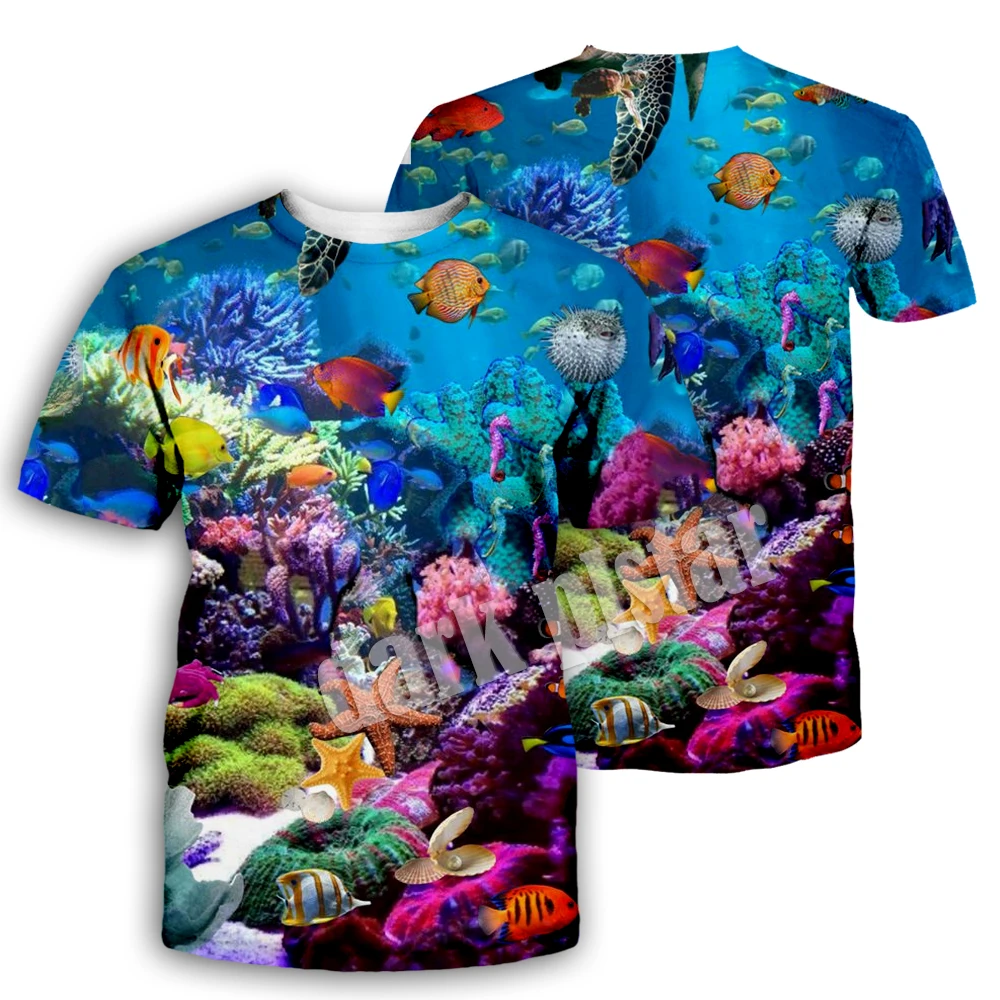 3D Underwater World Print T Shirt Men Summer New O Neck Short Sleeve Tees Top Fashion Style Male Clothes Casual T-shirts A1