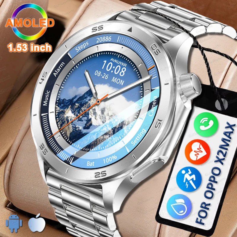 

Для OPPO Watch X2 оригинальные умные часы мужские GPS спортивные трековые компас 1,53-дюймовый HD AMOLED BT Call IP68 водонепроницаемый смарт-браслет