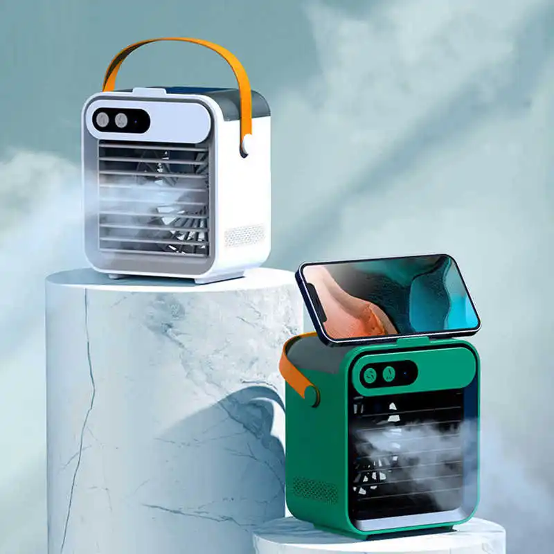 Настольный мини-кондиционер с 3 скоростями, мощный мобильный охладитель с зеркалом и держателем для мобильного телефона, охлаждающий вентилятор для дома и офиса