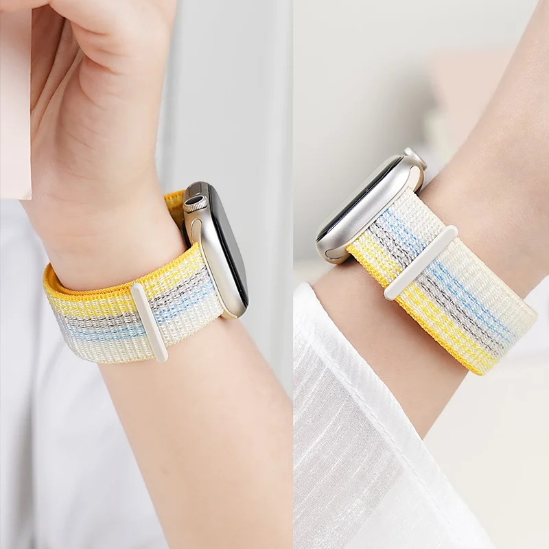 Bracelet en nylon respirant pour Apple Watch 46mm 40 44 45mm 41mm 49mm, compatible avec les séries 11 10 9 8 7 Ultra 3 2